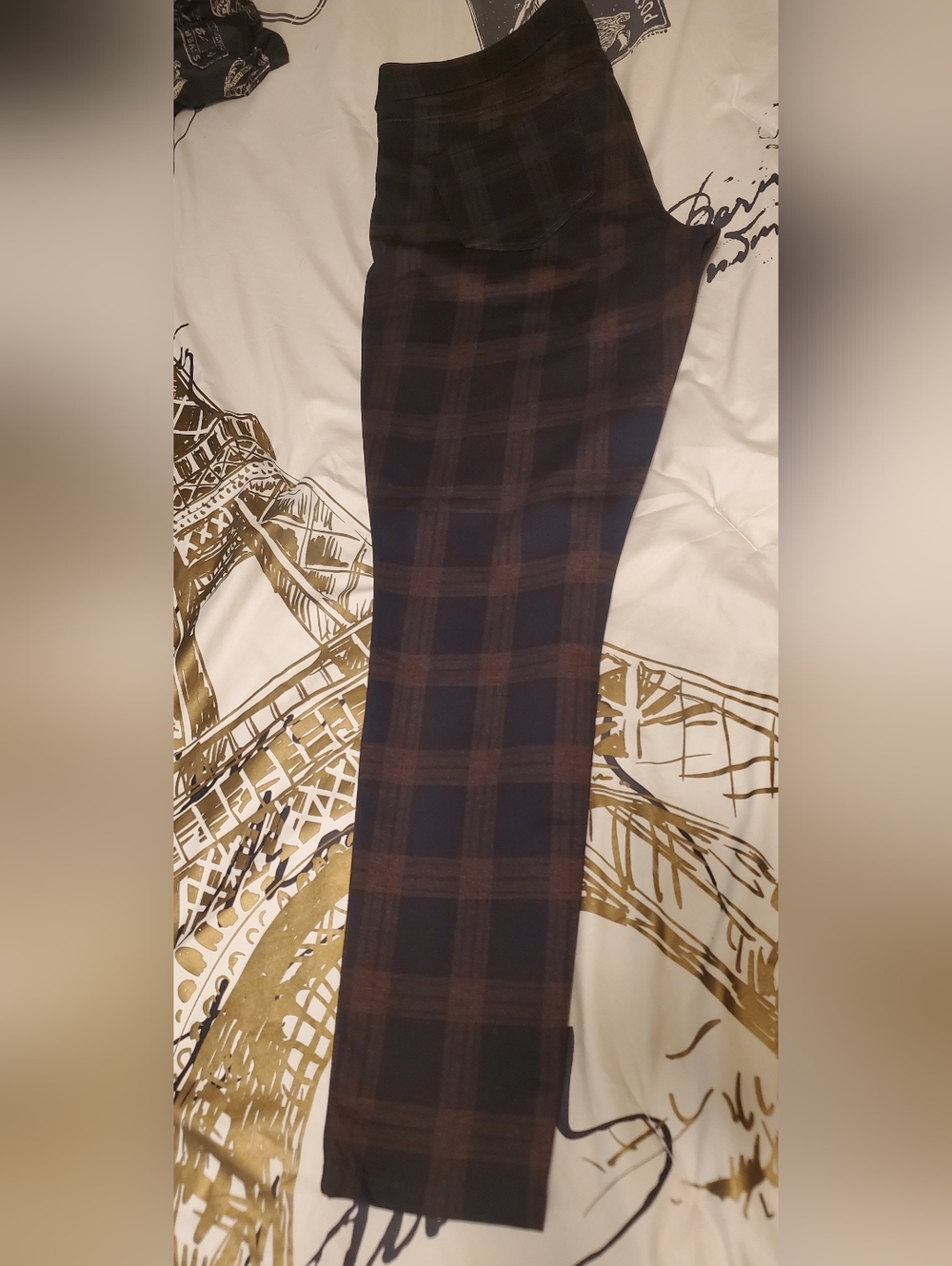 New Nine West Women's L Plaid Pull-on Skinny Jeans Point Pants